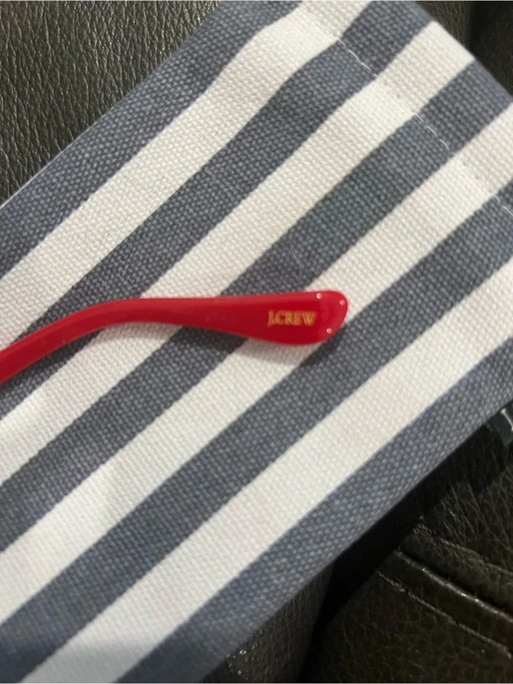 J. Crew Red Cat-Eye Sunglasses with Striped Pouch